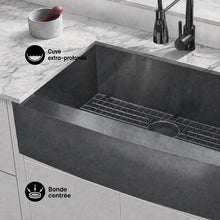 Rivage 76,2 × 53,3 cm acier inoxydable, simple Basin, Farmhouse évier de cuisine avec Apron – finition noir