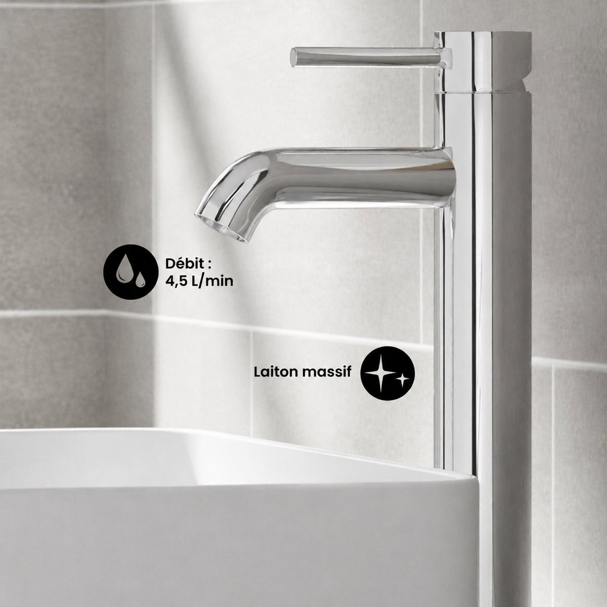 Ivy monotrou, monocommande, High Arc mitigeur de lavabo – finition Chrome