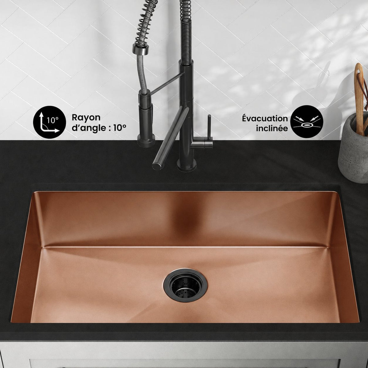 Rivage 81,3 × 48,3 cm acier inoxydable, simple Basin, Undermount évier de cuisine, Rose or