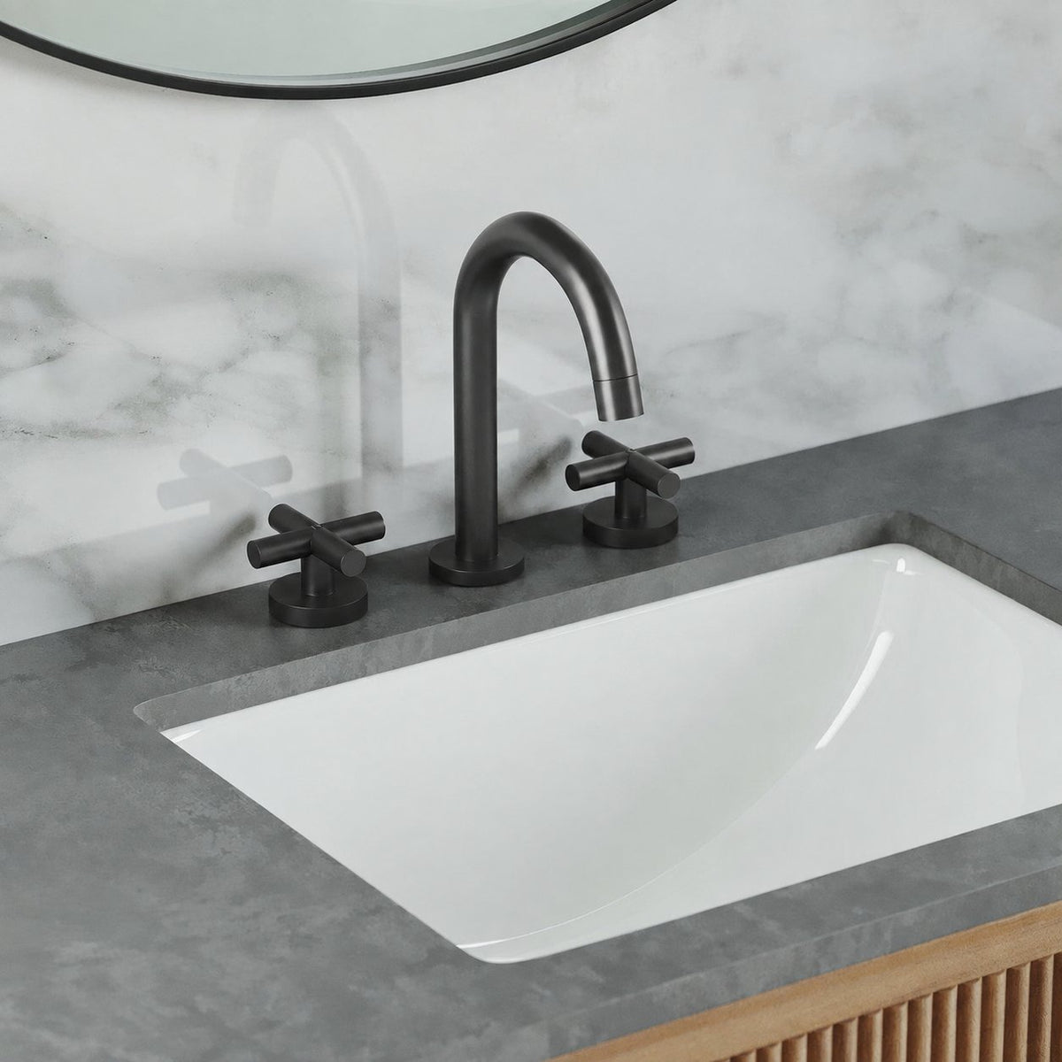 Ivy Courte 20,3 cm. Widespread, Cross Handle, mitigeur de lavabo – finition noir mat