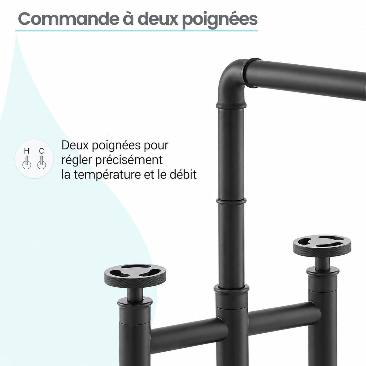 Avallon Pro Widespread mitigeur de cuisine avec Side Sprayer – finition noir mat