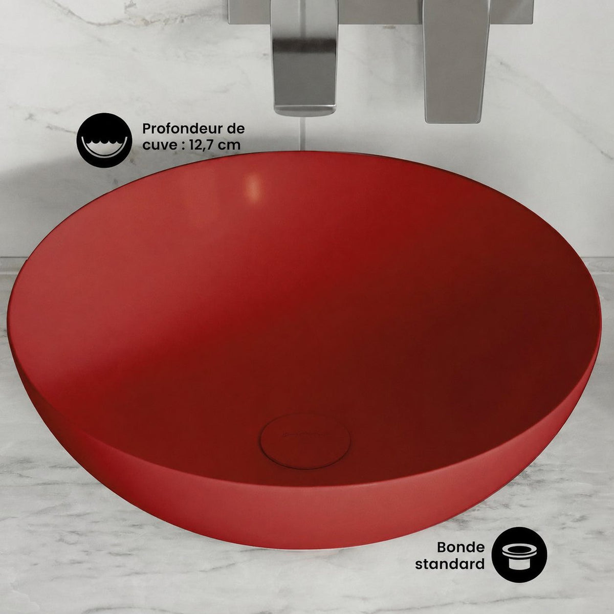 Classe 16 céramique vasque – finition rouge mat