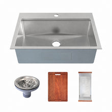 Ravi simple Basin 83,8 × 55,9 cm Topmount Kitchen Workstation vasque