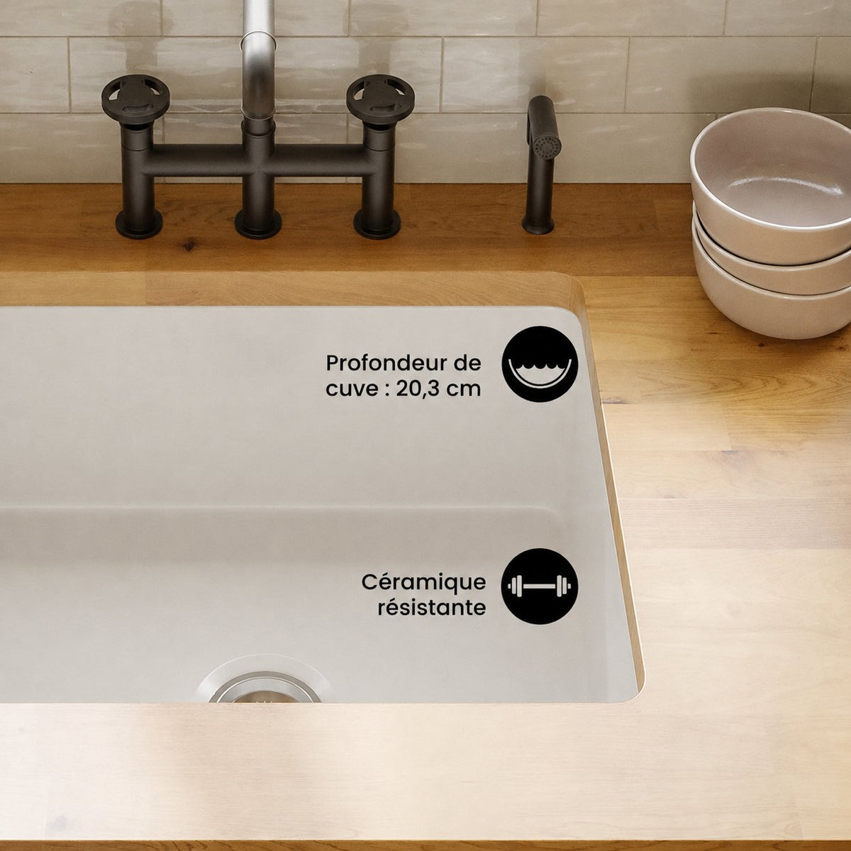 Rochelle 61 × 45,7 cm ceramic simple basin, drop-in/undermount kitchen vasque
