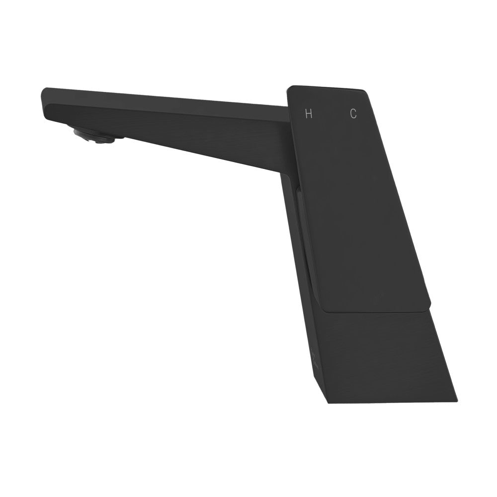 Carre monotrou, monocommande, mitigeur de lavabo – finition noir mat