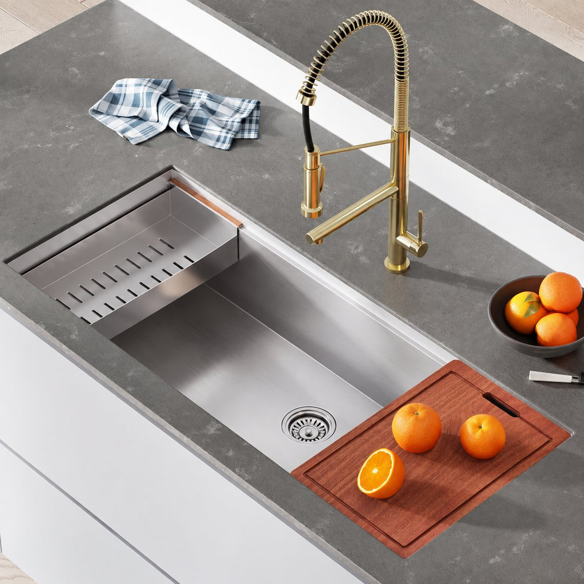 Rivage 114,3 × 48,3 cm simple Basin Undermount Kitchen Workstation vasque