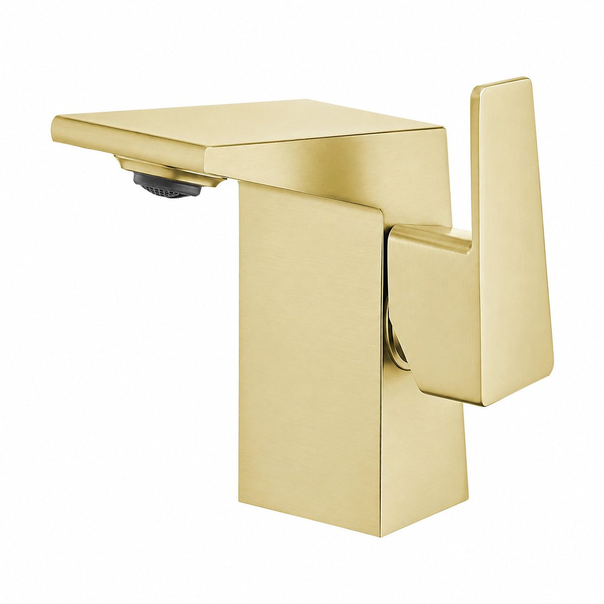 Carre monotrou, monocommande, mitigeur de lavabo – finition or brossé
