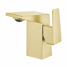 Carre monotrou, monocommande, mitigeur de lavabo – finition or brossé
