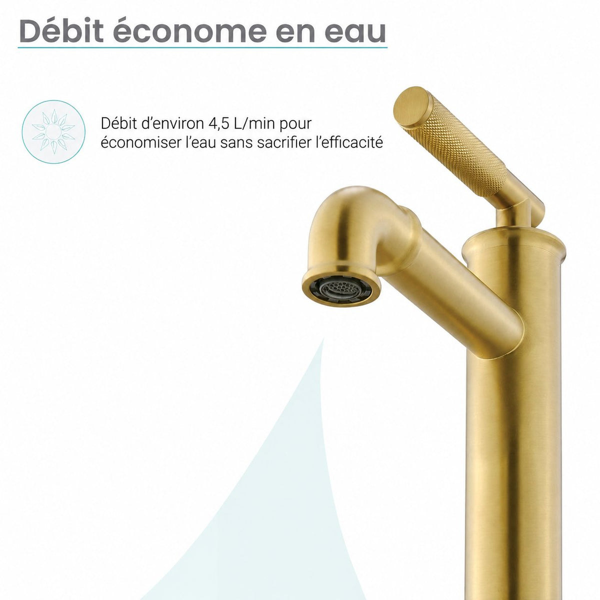Avallon monotrou, monocommande Sleek, mitigeur de lavabo – finition or brossé