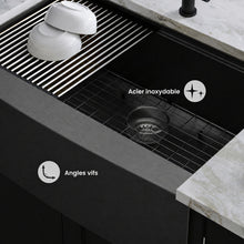 Tourner 83,8 × 55,9 cm acier inoxydable, simple Basin, Farmhouse Kitchen Workstation vasque avec Apron – finition noir