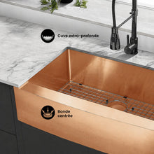 Rivage 83,8 × 53,3 cm acier inoxydable, simple Basin, Farmhouse évier de cuisine avec Apron – finition Rose or