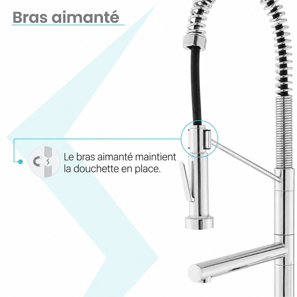 Nouvet Poignée unique, Pull-Down mitigeur de cuisine avec Pot Filler – finition Chrome