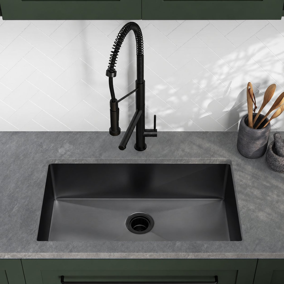 Rivage 76,2 × 45,7 cm acier inoxydable, simple Basin, Undermount évier de cuisine,noir