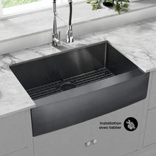 Rivage 83,8 × 53,3 cm acier inoxydable, simple Basin, Farmhouse évier de cuisine avec Apron – finition noir