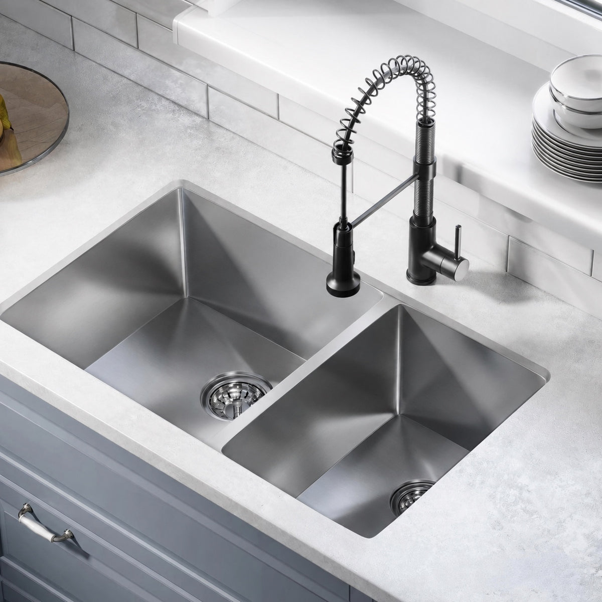 Rivage 83,8 × 50,8 cm acier inoxydable, Dual Basin, Undermount évier de cuisine