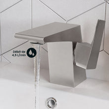 Carre monotrou, monocommande, mitigeur de lavabo – finition nickel brossé