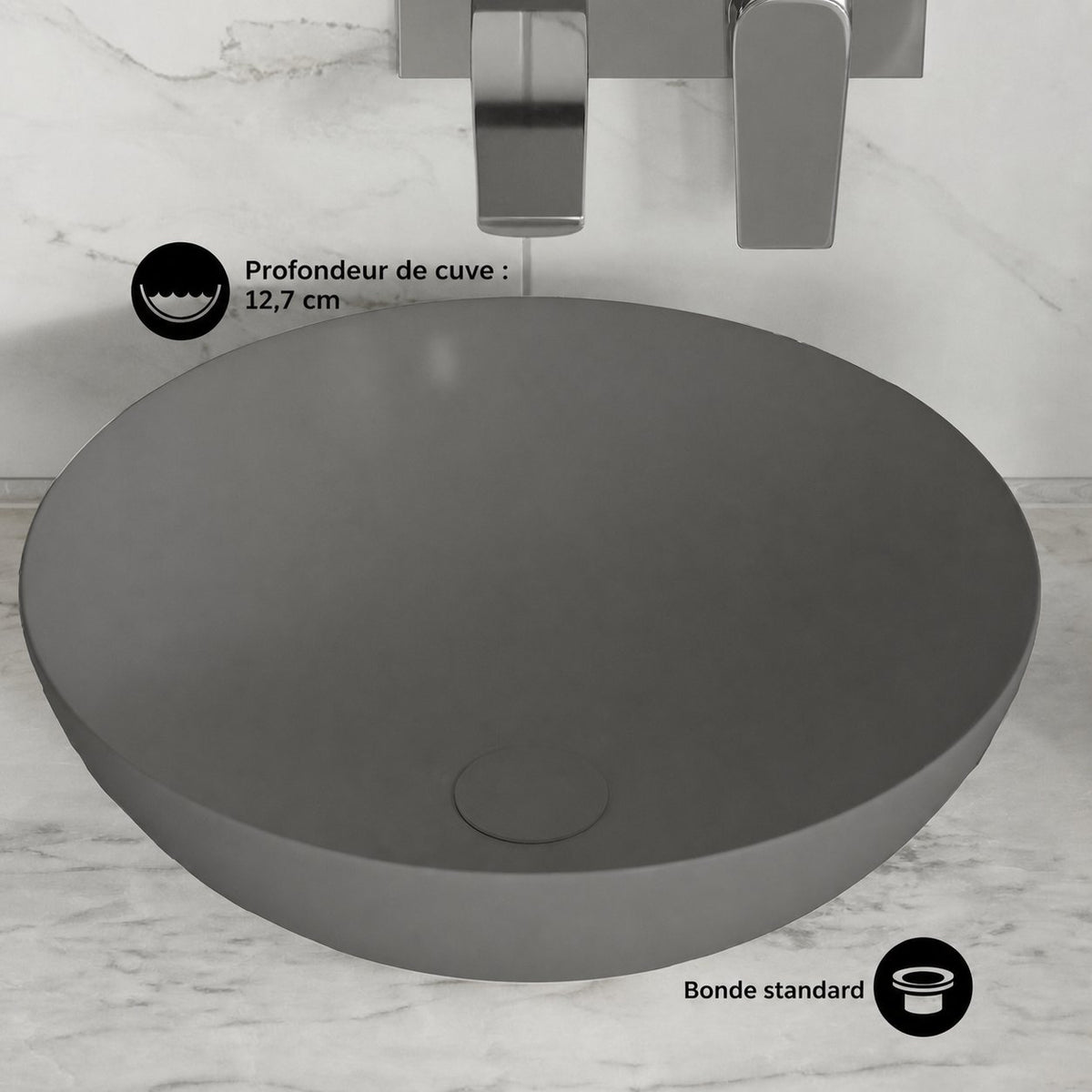 Classe 16 Color céramique vasque – finition gris mat
