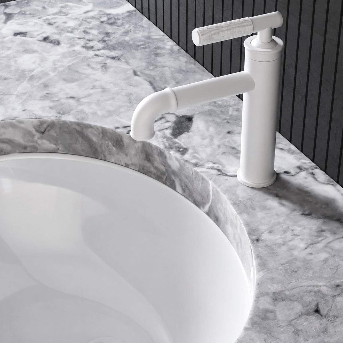 Avallon monotrou, monocommande Sleek, mitigeur de lavabo – finition blanc mat