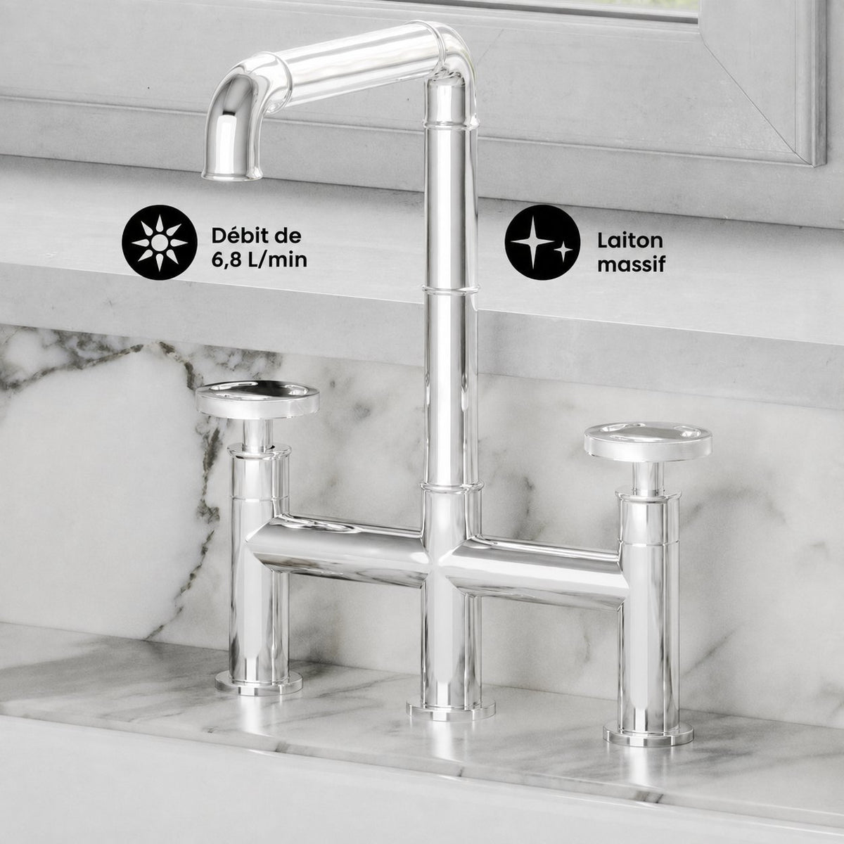 Avallon Pro Widespread mitigeur de cuisine avec Side Sprayer – finition Chrome