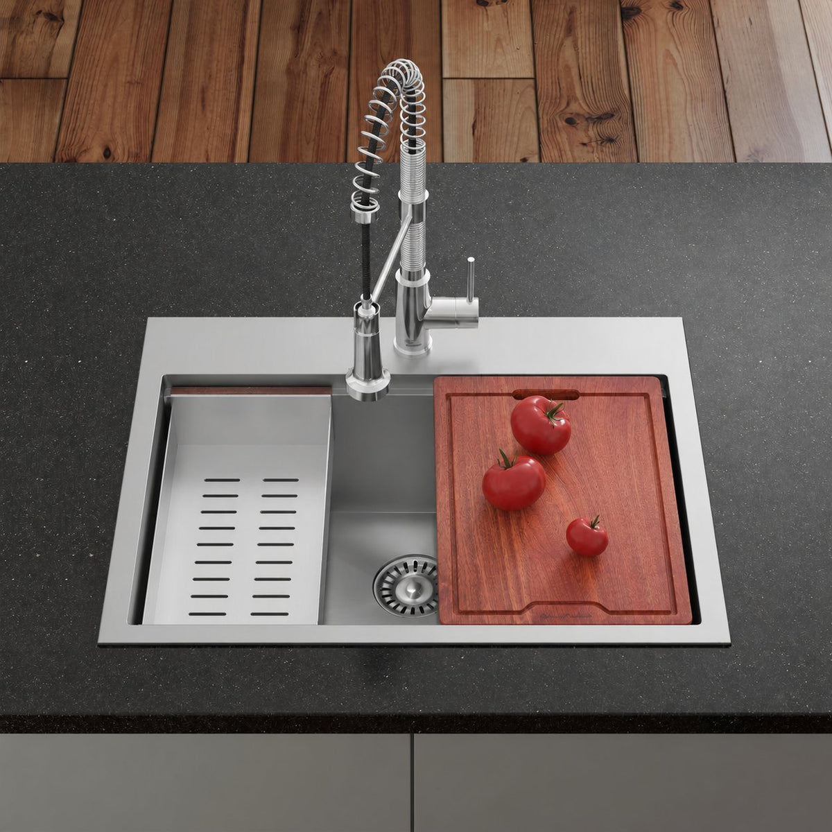 Ravi simple Basin 76,2 × 55,9 cm Topmount Kitchen Workstation vasque