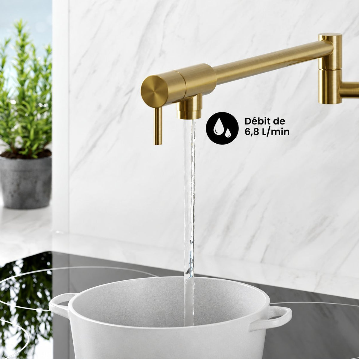 Ivy Retractable mural Pot Filler – finition or brossé