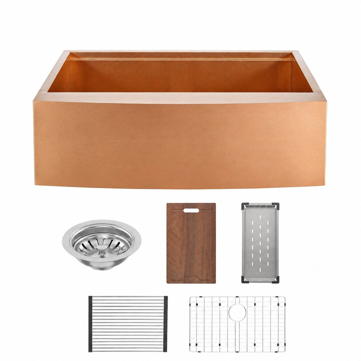 Tourner 83,8 × 55,9 cm acier inoxydable, simple Basin, Farmhouse Kitchen Workstation vasque avec Apron – finition Rose or