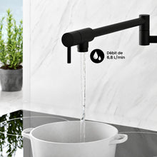 Ivy Retractable mural Pot Filler – finition noir mat
