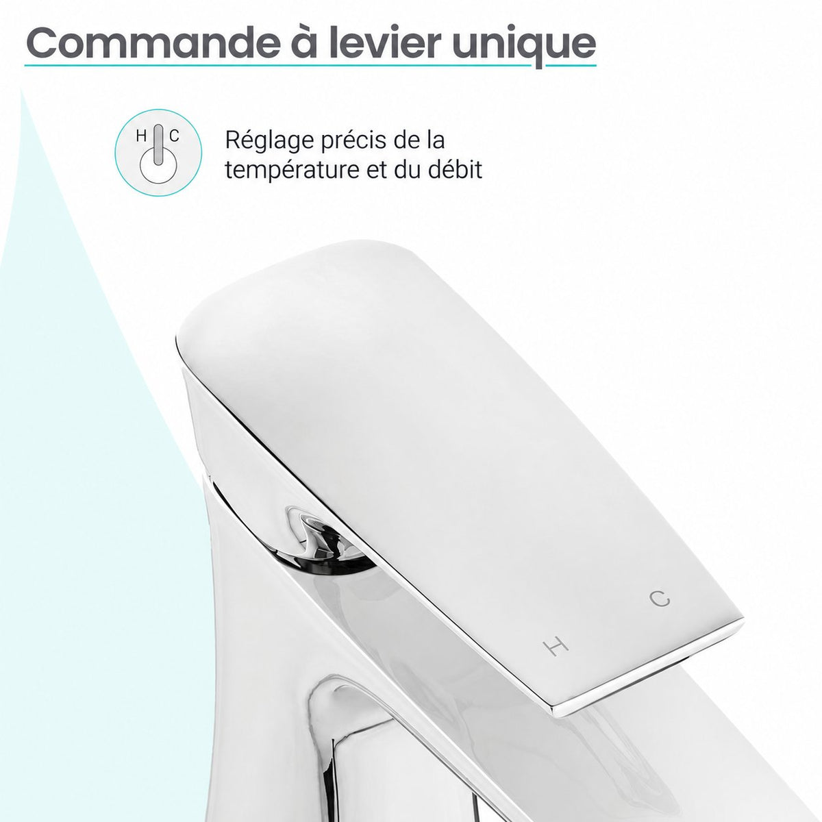 Monaco monotrou, monocommande, mitigeur de lavabo – finition Chrome