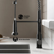 Nouvet Poignée unique, Pull-Down mitigeur de cuisine – finition noir mat