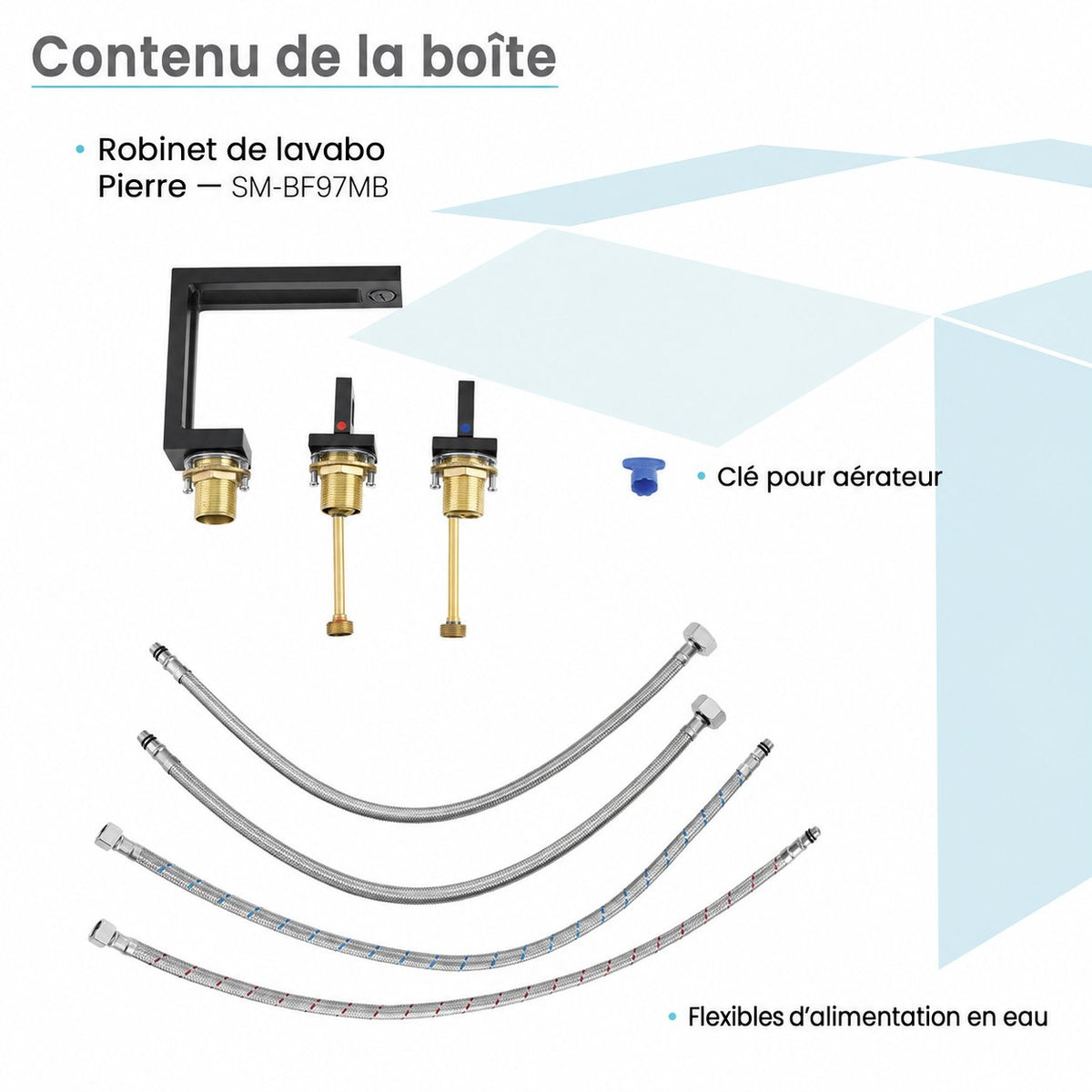 Pierre Widespread, double Handle, mitigeur de lavabo – finition noir mat