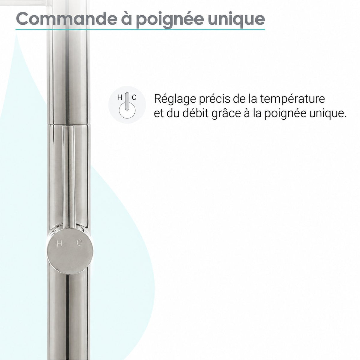 Chalet Poignée unique, Pull-Down mitigeur de cuisine – finition nickel brossé