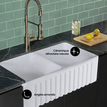 Delice 83,8 cm double Basin Fireclay Farmhouse évier de cuisine – finition blanc brillant