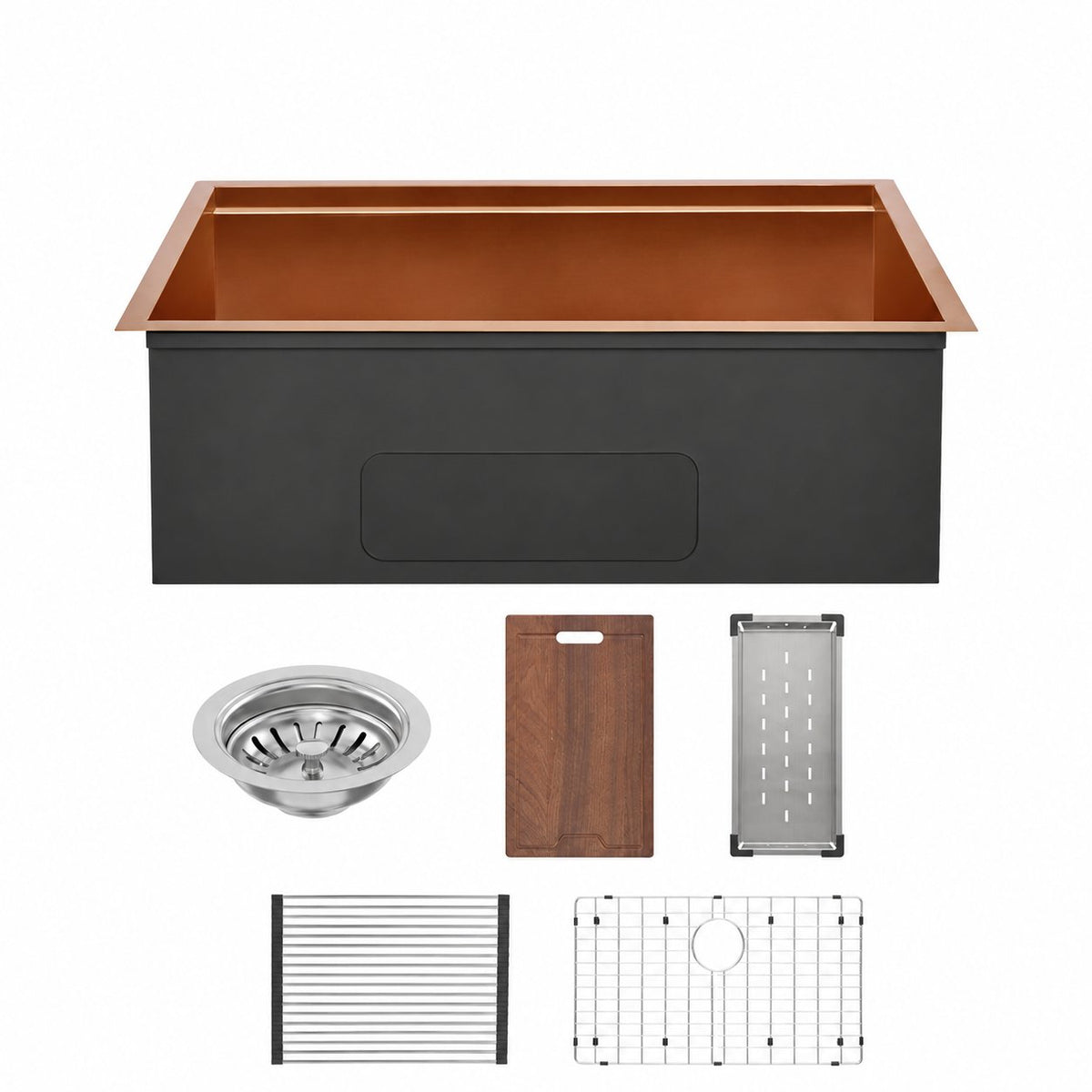 Tourner 76,2 × 48,3 cm acier inoxydable, simple Basin, Undermount Kitchen Workstation vasque – finition Rose or