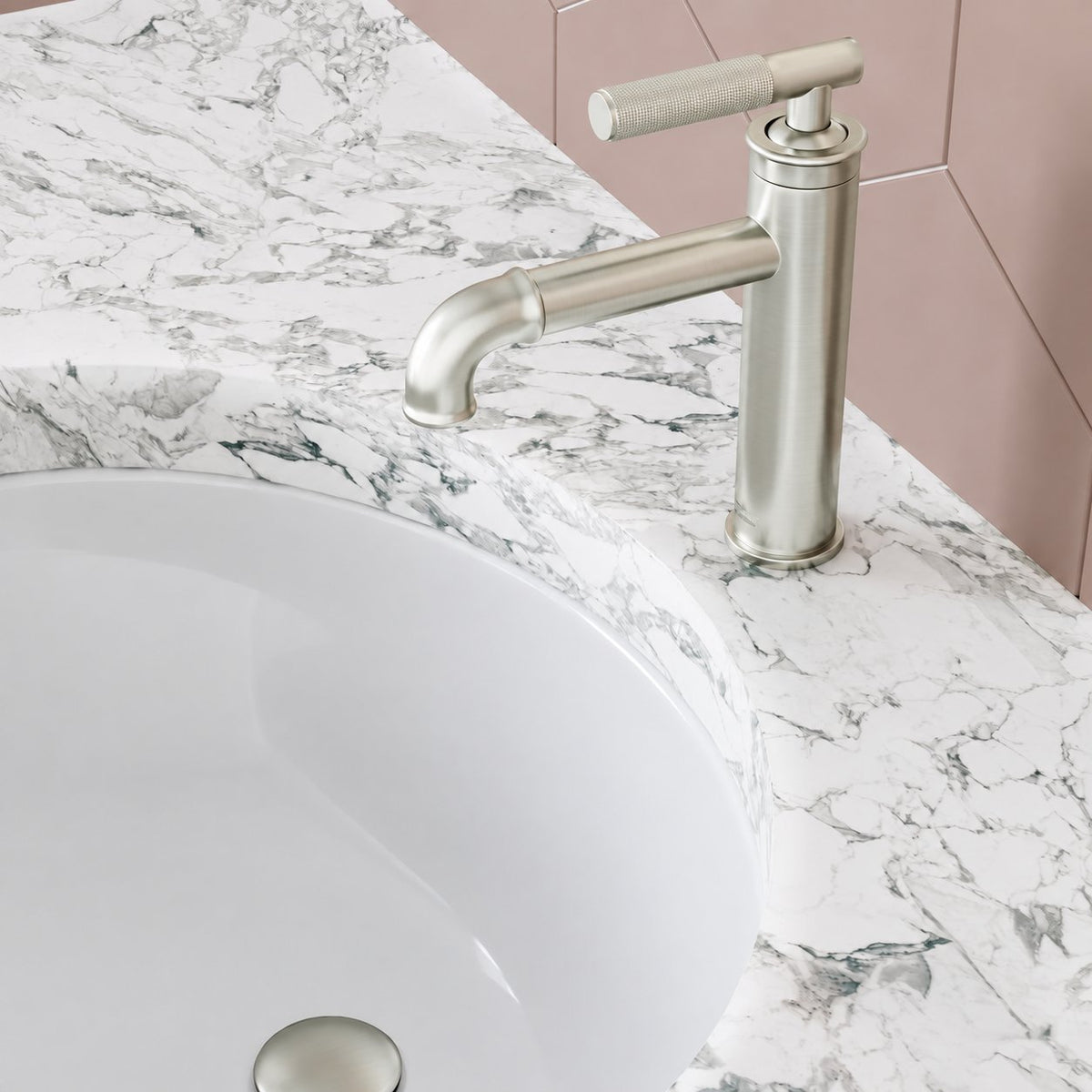 Avallon monotrou, monocommande Sleek, mitigeur de lavabo – finition nickel brossé