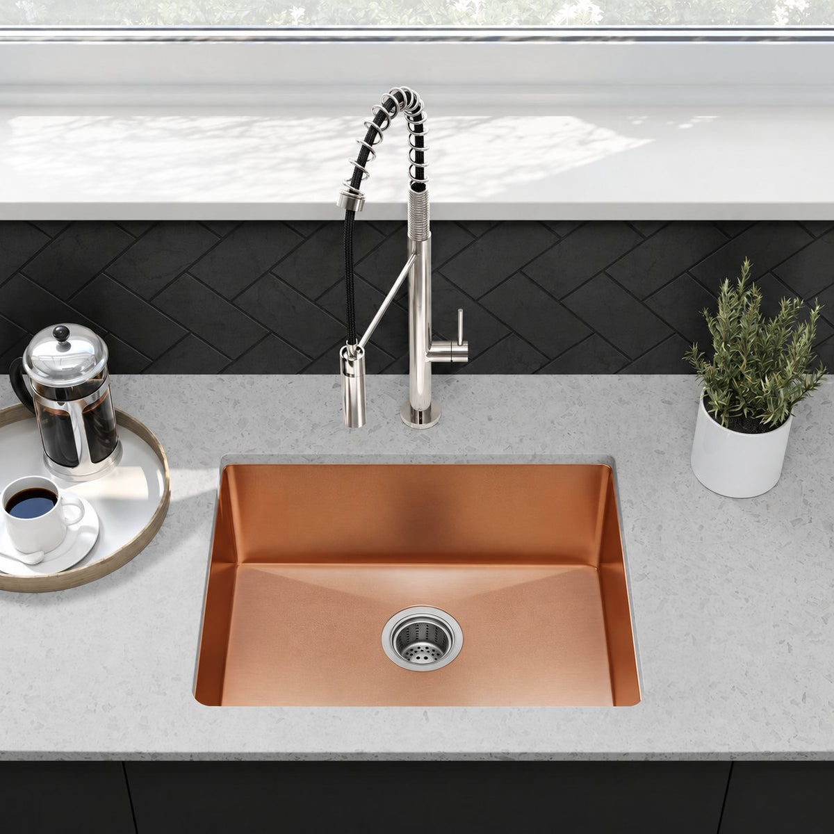 Rivage 58,4 × 45,7 cm acier inoxydable, simple Basin, Undermount évier de cuisine, Rose or