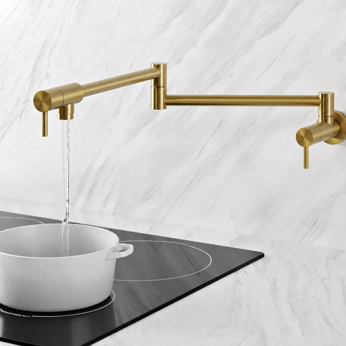 Ivy Retractable mural Pot Filler – finition or brossé