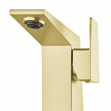 Carre monotrou, monocommande, mitigeur de lavabo – finition or brossé