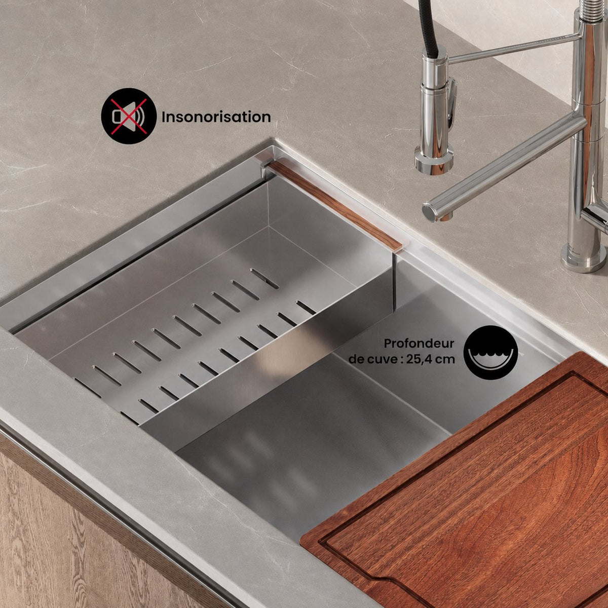 Rivage 83,8 × 48,3 cm simple Basin Undermount Kitchen Workstation vasque