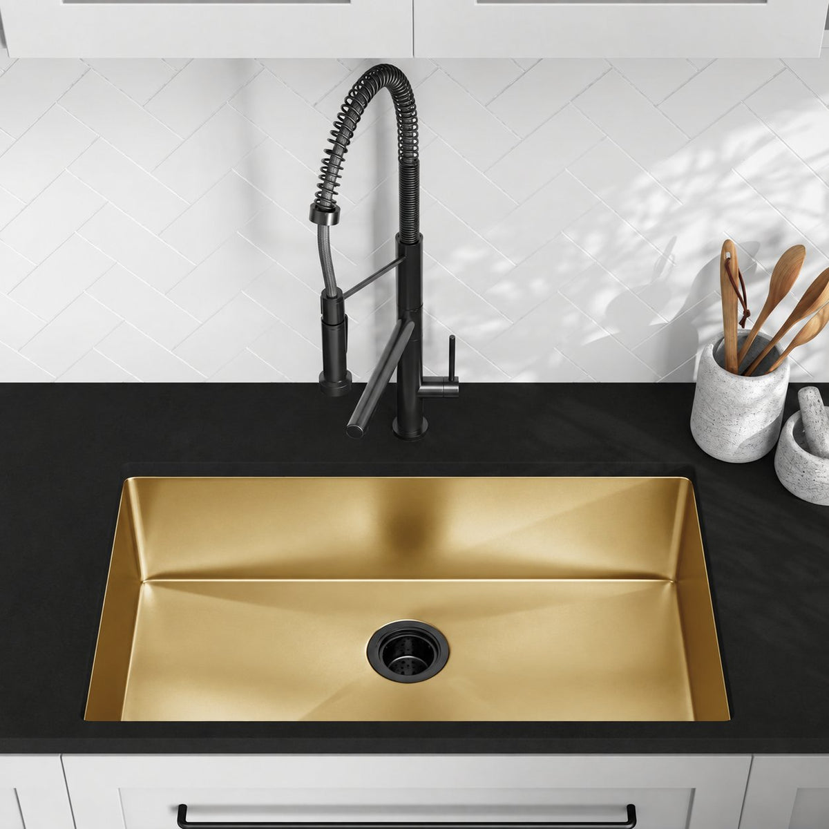 Rivage 81,3 × 48,3 cm acier inoxydable, simple Basin, Undermount évier de cuisine, or