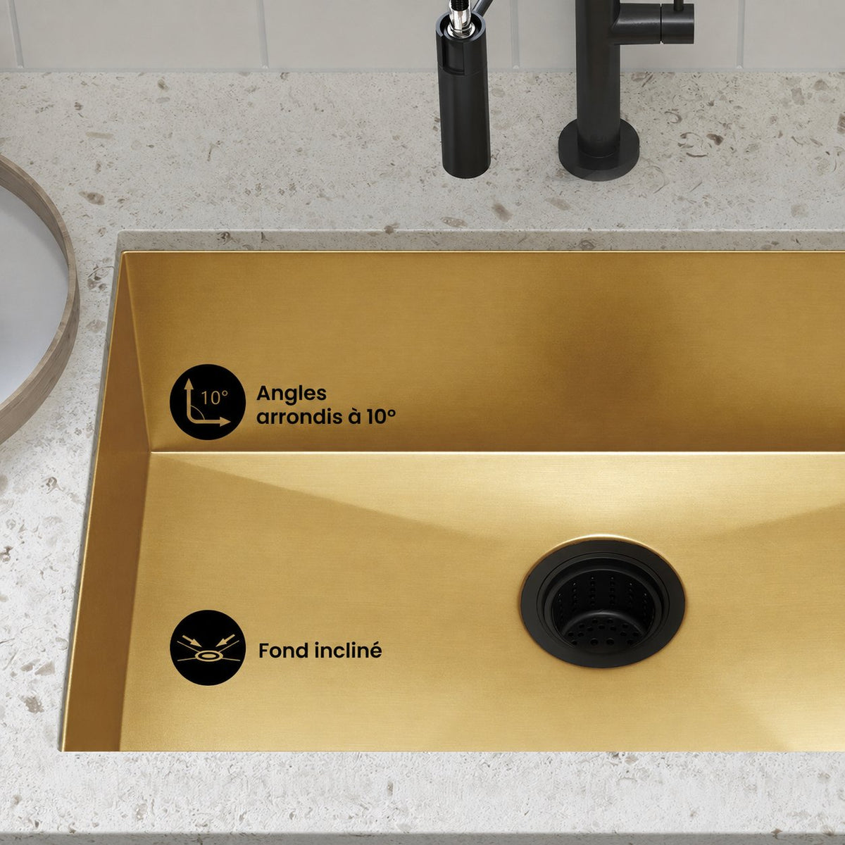 Rivage 58,4 × 45,7 cm acier inoxydable, simple Basin, Undermount évier de cuisine, or