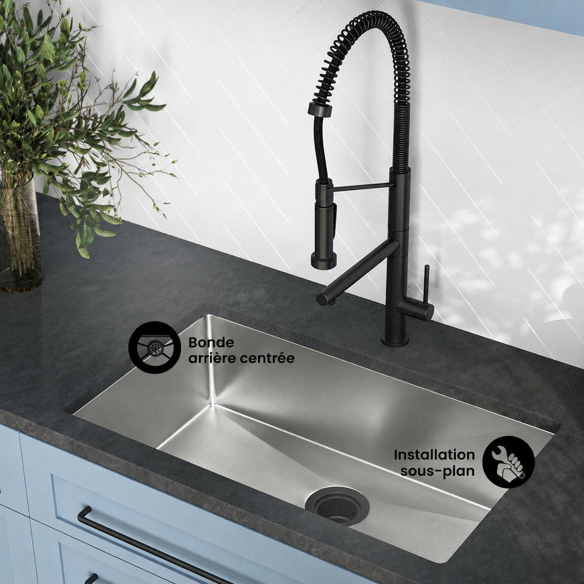 Rivage 76,2 × 45,7 cm acier inoxydable, simple Basin, Undermount évier de cuisine