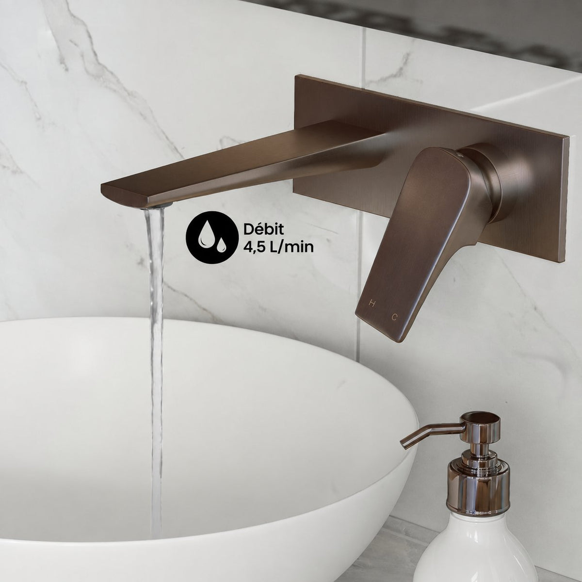 Monaco monocommande, mural, mitigeur de lavabo – finition Oil Rubbed Bronze
