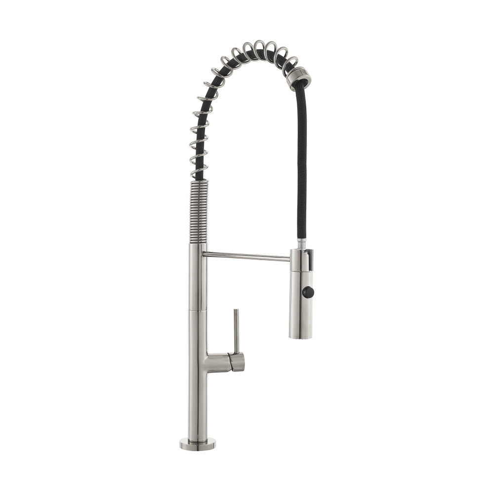 Chalet Poignée unique, Pull-Down mitigeur de cuisine – finition nickel brossé