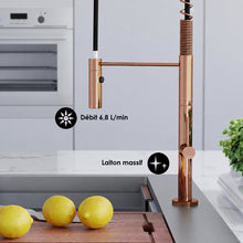 Chalet Poignée unique, Pull-Down mitigeur de cuisine – finition Rose or