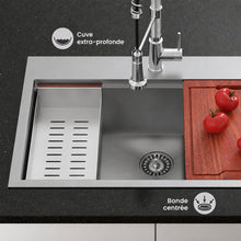 Ravi simple Basin 83,8 × 55,9 cm Topmount Kitchen Workstation vasque