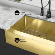 Rivage 83,8 × 53,3 cm acier inoxydable, simple Basin, Farmhouse évier de cuisine avec Apron – finition or