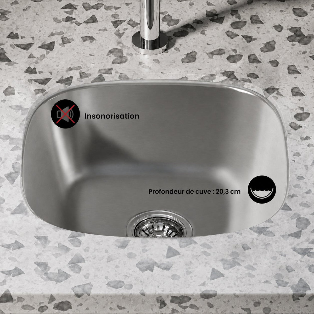 Toulouse 40,6 × 40,6 cm acier inoxydable, simple Basin, Undermount évier de cuisine