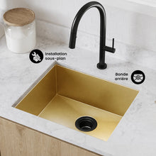 Tourner 53,3 × 45,7 cm acier inoxydable, simple Basin, Undermount évier de cuisine, or