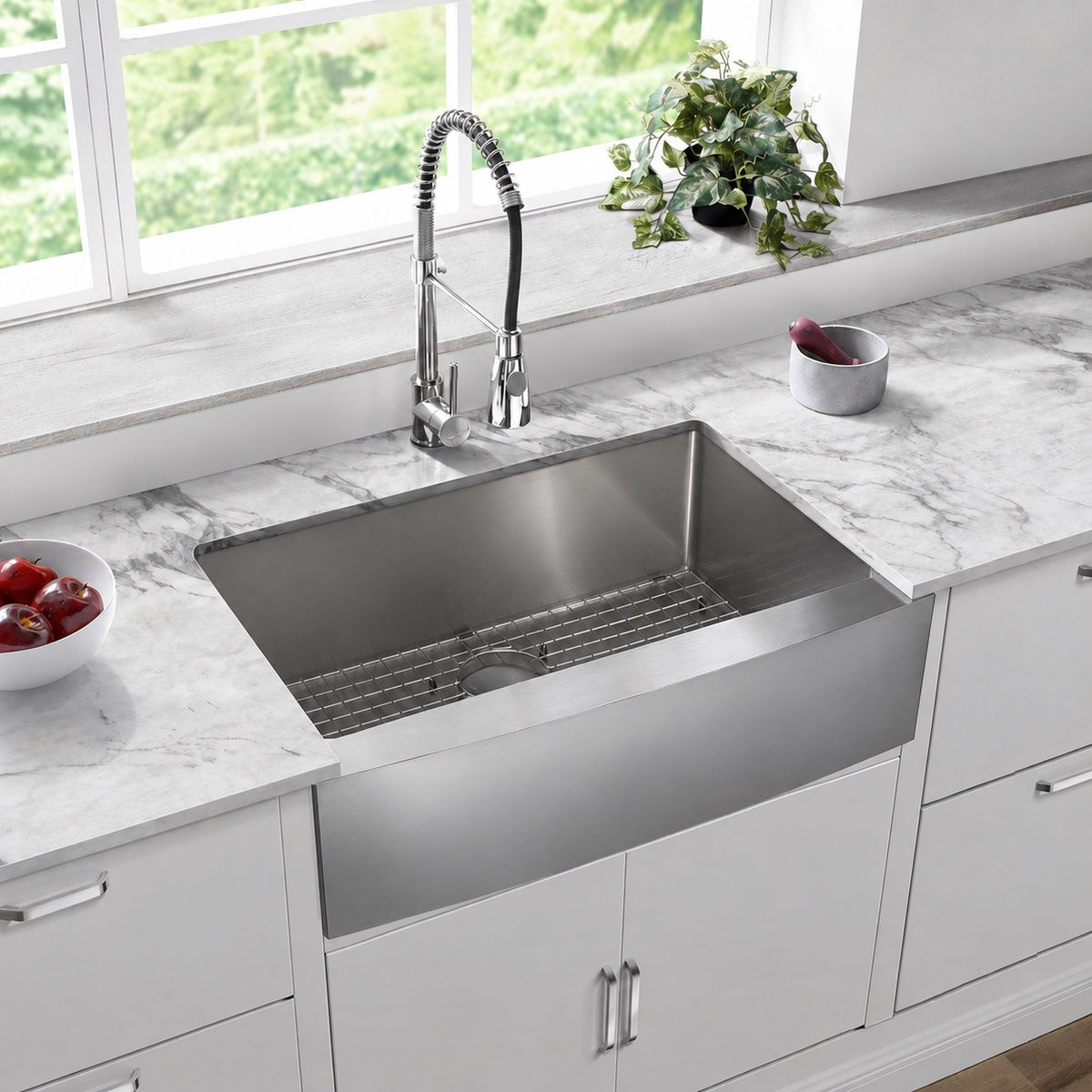 Tourner 76,2 × 53,3 cm acier inoxydable, simple Basin, Farmhouse évier de cuisine avec Apron