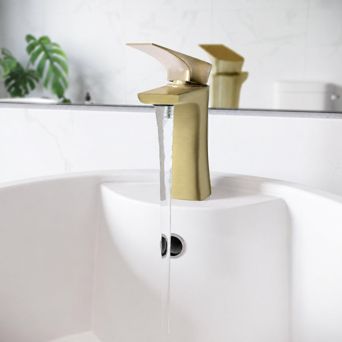 Monaco monotrou, monocommande, mitigeur de lavabo – finition or brossé